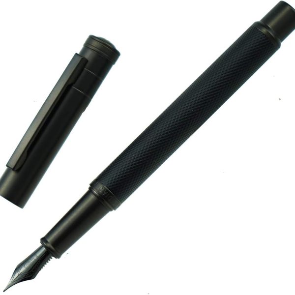 Fountain Pen — Titanium Black Bent Nib, Exquisite Wood-Grain Texture; Calligraphy Gift Pen