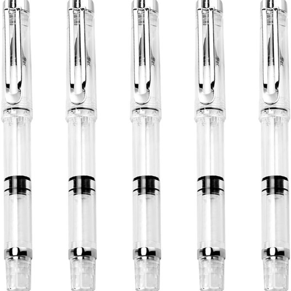5-Piece Student Stationery Set — Fountain Pens / Water Brush Pens with Plastic Barrels and Synthetic Brush Tips; Ideal for Watercolor, Painting, and Calligraphy Practice