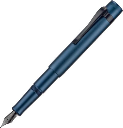 Fountain Pen — Medium Soft Nib, Streamlined Aluminum Alloy Compact Travel Pen (Midnight Blue)