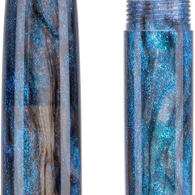 Fountain Pen: #8 Extra-Fine Nib; large-sized, handcrafted pen; includes ink converter and collector's gift box set (Light Blue Glitter).