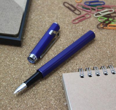 Fountain Pen — F-Nib (Fine Point), Blue; Dual-Use Design (Compatible with Ink Cartridges or Converters)