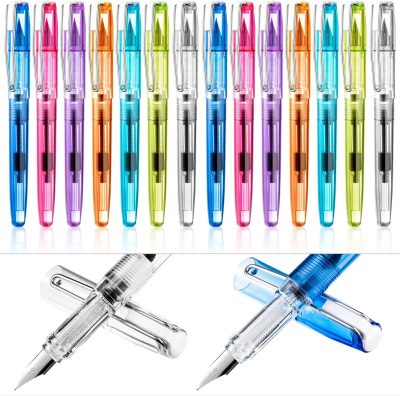 16-Piece Set Refillable Disposable Fountain Pen — Fine-Point Signature Pen with Piston-Filling Mechanism; Ideal for Calligraphy, Painting, Sketching, Journaling, and Schoolwork (Multicolor Options)