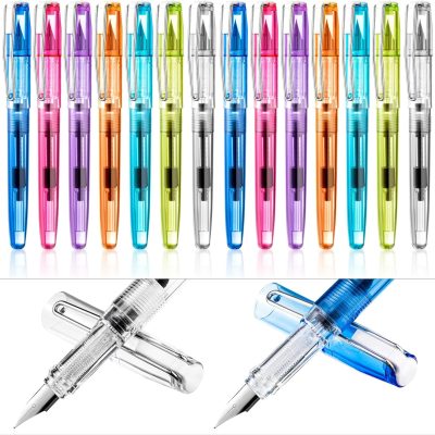 16-Piece Set Refillable Disposable Fountain Pen — Fine-Point Signature Pen with Piston-Filling Mechanism; Ideal for Calligraphy, Painting, Sketching, Journaling, and Schoolwork (Multicolor Options)