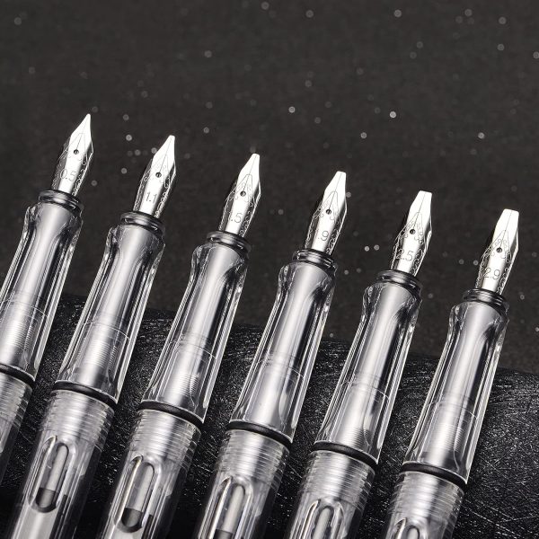 Calligraphy Fountain Pen Set (Transparent Model) — Includes 6 Different Nib Sizes; Ideal for Art, Writing, and Signatures