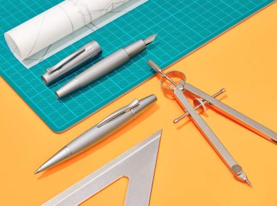 Fountain Pen: Black finish with rhodium trim — Soft Extra-Fine Nib.